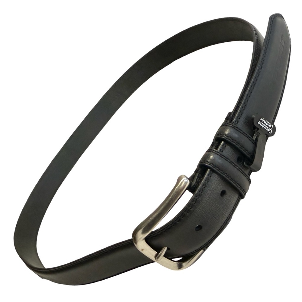 RealTree Black Leather Belt Silver Hardware